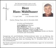 Traueranzeige Hans Mühlbauer