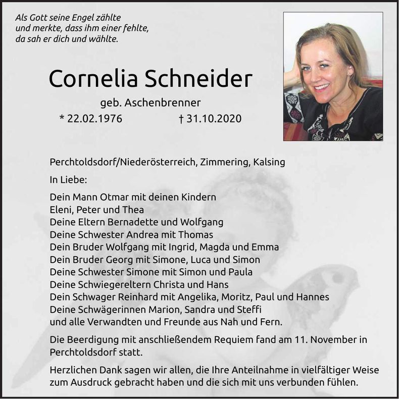 Traueranzeige Cornelia Schneider