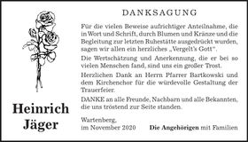 Traueranzeige Heinrich Jäger