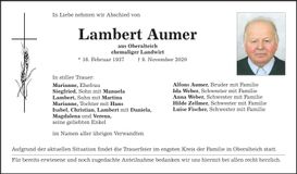 Traueranzeige Lambert Aumer