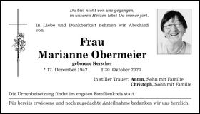 Traueranzeige Marianne Obermeier