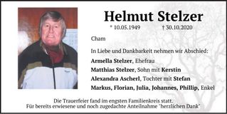 Traueranzeige Helmut Stelzer