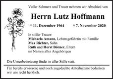 Traueranzeige Lutz Hoffmann