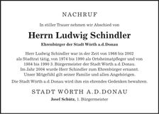 Traueranzeige Ludwig Schindler