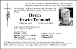 Traueranzeige Erwin Tremmel