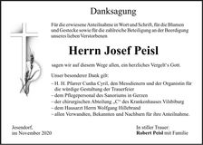 Traueranzeige Josef Peisl