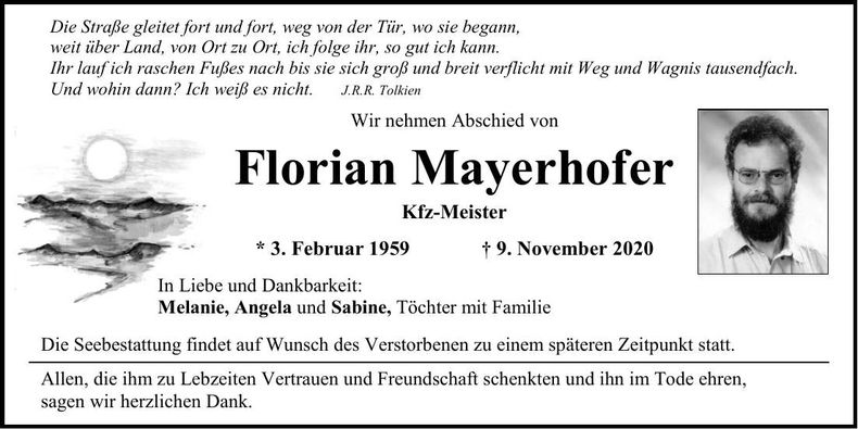 Traueranzeige Florian Mayerhofer