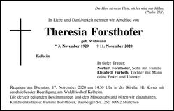 Traueranzeige Theresia Forsthofer