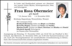 Traueranzeige Rosa Obermeier