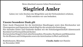 Traueranzeige Siegfried Amler