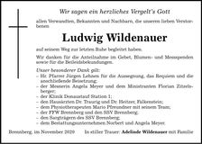 Traueranzeige Ludwig Wildenauer