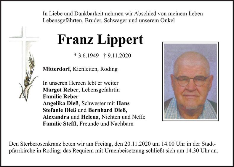 Traueranzeige Franz Lippert