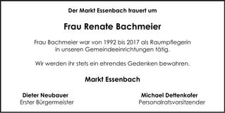 Traueranzeige Renate Bachmeier