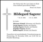 Traueranzeige Hildegard Sagerer