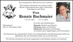 Traueranzeige Renate Bachmaier