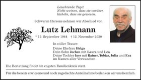 Traueranzeige Lutz Lehmann