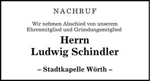 Traueranzeige Ludwig Schindler