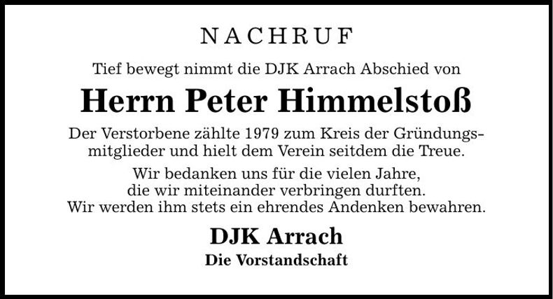 Traueranzeige Peter Himmelstoß