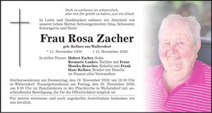 Traueranzeige Rosa Zacher