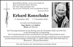 Traueranzeige Erhard Konschake