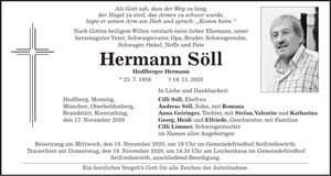 Traueranzeige Hermann Söll