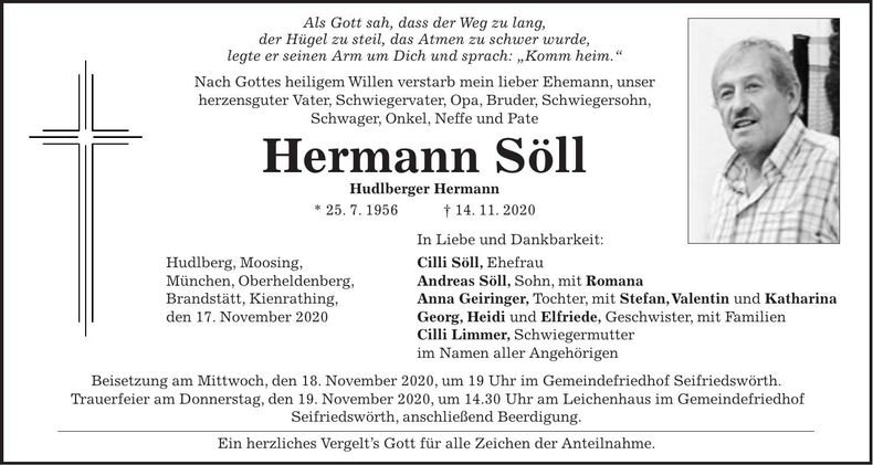 Traueranzeige Hermann Söll