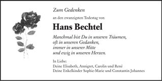 Traueranzeige Hans Bechtel