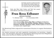 Traueranzeige Rosa Edbauer