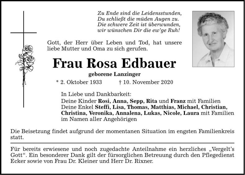 Traueranzeige Rosa Edbauer