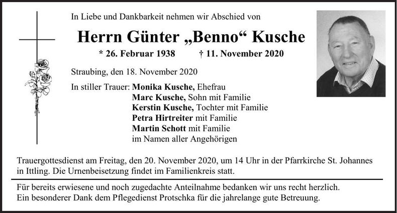 Traueranzeige Günter Kusche