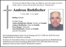 Traueranzeige Andreas Rothfischer