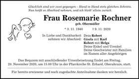 Traueranzeige Rosemarie Rochner