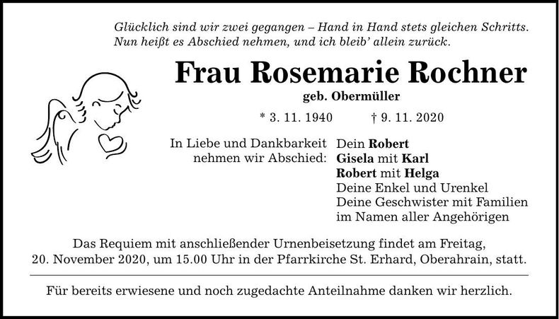 Traueranzeige Rosemarie Rochner