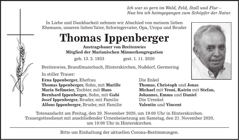 Traueranzeige Thomas Ippenberger