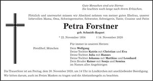 Traueranzeige Petra Forstner