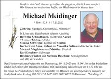 Traueranzeige Michael Meidinger