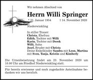 Traueranzeige Willi Springer
