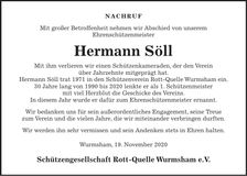 Traueranzeige Hermann Söll