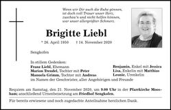 Traueranzeige Brigitte Liebl