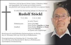 Traueranzeige Rudolf Stöckl