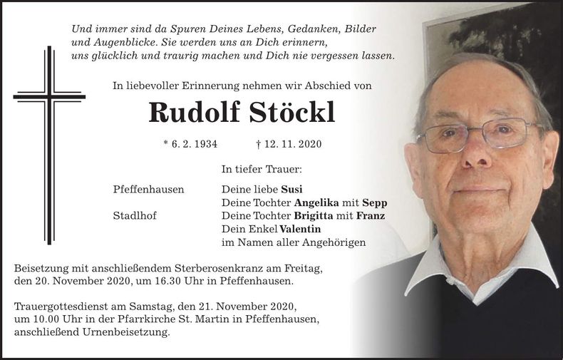 Traueranzeige Rudolf Stöckl