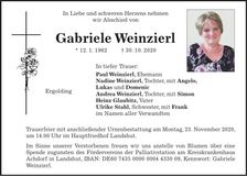 Traueranzeige Gabriele Weinzierl