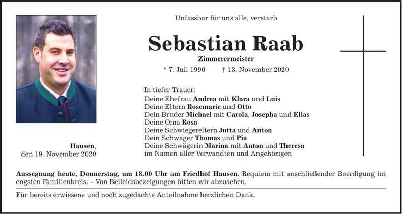 Traueranzeige Sebastian Raab