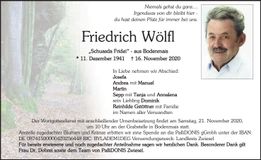 Traueranzeige Wölfl Friedrich