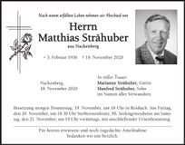 Traueranzeige Matthias Strähuber