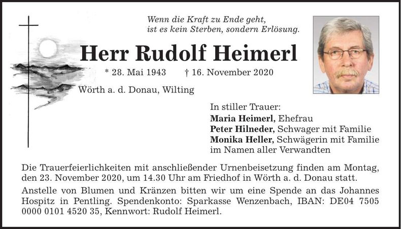 Traueranzeige Rudolf Heimerl
