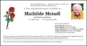 Traueranzeige Mathilde Meindl