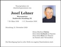 Traueranzeige Josef Lehner