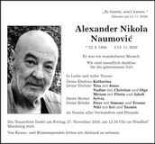 Traueranzeige Alexander Nikola Naumovic