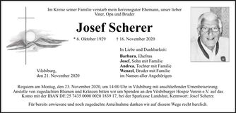 Traueranzeige Josef Scherer